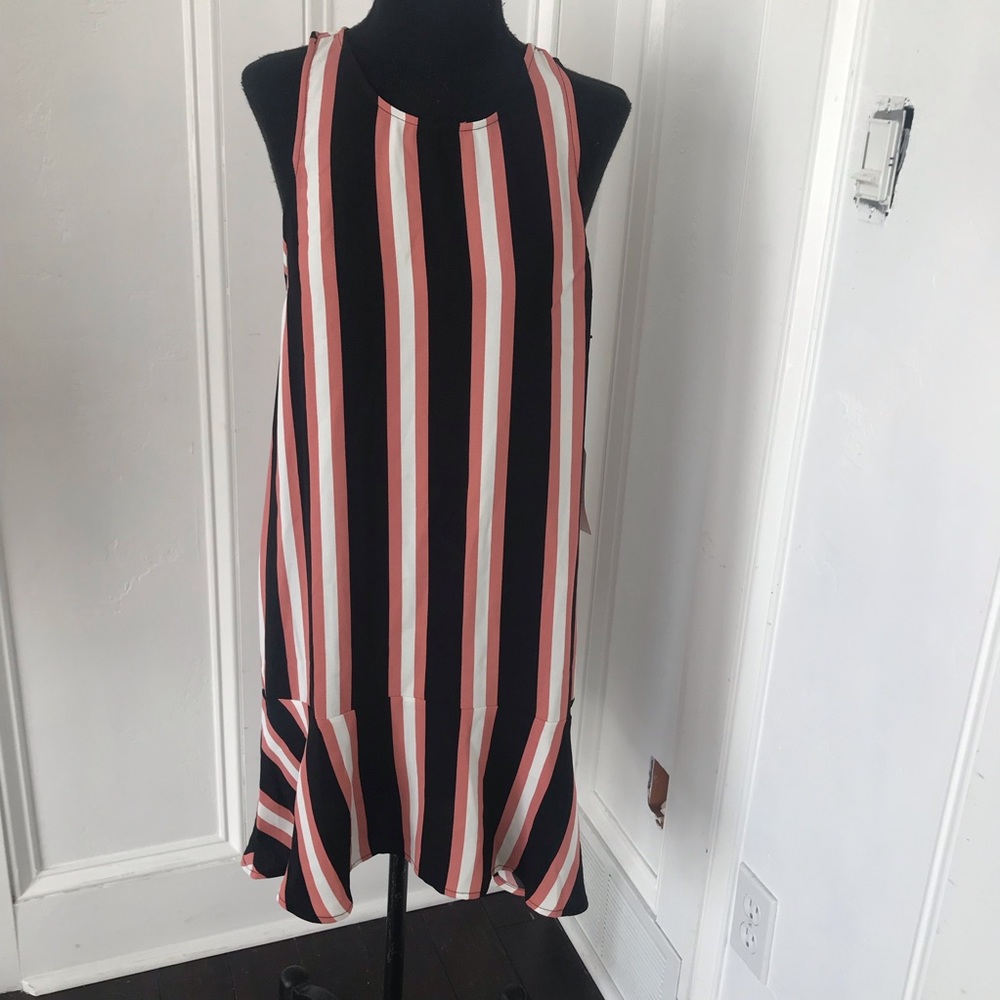 Leith striped black, rose and white dress size sm